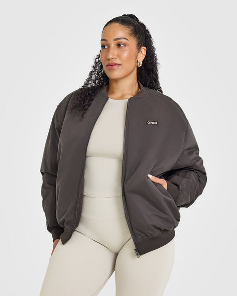 Natural Brown Marble Women's Bomber Jacket