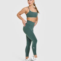 EffortlessLift™ Seamless Leggings with White Logo | Iced Green