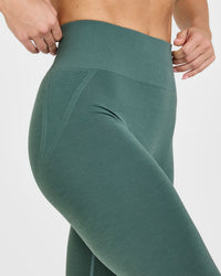 EffortlessLift™ Seamless Leggings with White Logo | Iced Green
