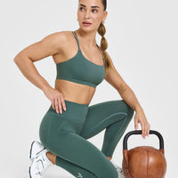 EffortlessLift™ Seamless Leggings with White Logo | Iced Green