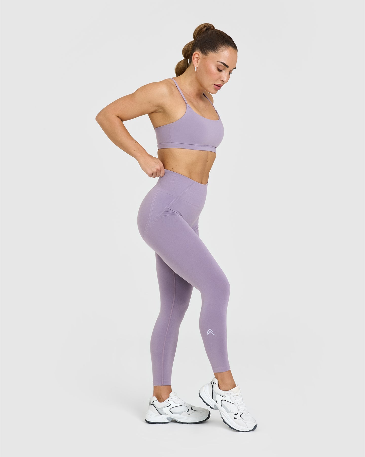 EffortlessLift™ Seamless Leggings with White Logo | Soft Purple