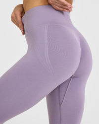 EffortlessLift™ Seamless Leggings with White Logo | Soft Purple