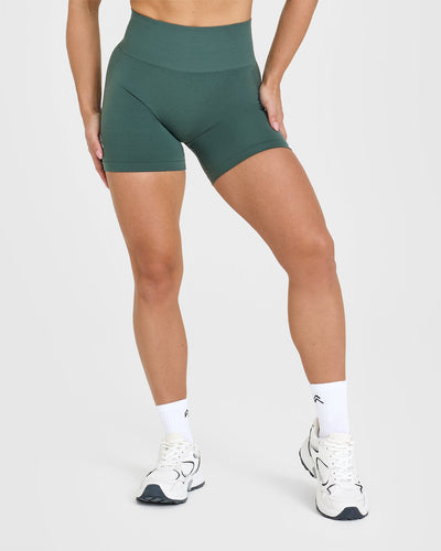 EffortlessLift™ Seamless Shorts with White Logo | Iced Green