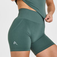 EffortlessLift™ Seamless Shorts with White Logo | Iced Green
