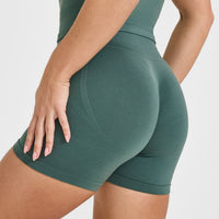 EffortlessLift™ Seamless Shorts with White Logo | Iced Green