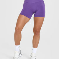 EffortlessLift™ Seamless Shorts with White Logo | Iris Purple