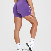 EffortlessLift™ Seamless Shorts with White Logo | Iris Purple