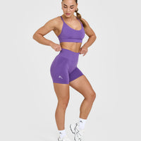 EffortlessLift™ Seamless Shorts with White Logo | Iris Purple