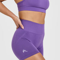 EffortlessLift™ Seamless Shorts with White Logo | Iris Purple