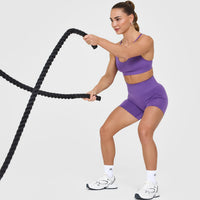 EffortlessLift™ Seamless Shorts with White Logo | Iris Purple