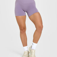 EffortlessLift™ Seamless Shorts with White Logo | Soft Purple