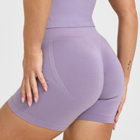 EffortlessLift™ Seamless Shorts with White Logo | Soft Purple