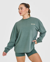 Oversized Graphic Washed Long Sleeve Top | Iced Green