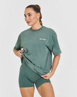 Oversized Graphic Washed T-Shirt | Iced Green