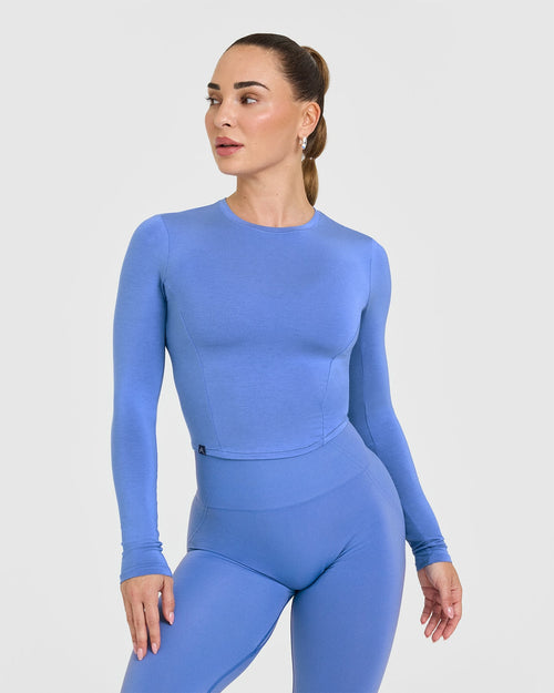 Oner Modal Mellow™ Soft Mid Long Sleeve Top | Glaucous Blue