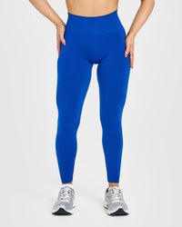 EffortlessLift™ Seamless Leggings with White Logo | Cobalt Blue