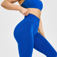 EffortlessLift™ Seamless Leggings with White Logo | Cobalt Blue