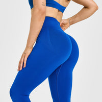 EffortlessLift™ Seamless Leggings with White Logo | Cobalt Blue