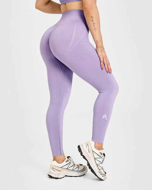 Effortless Seamless Leggings with White Logo | Wisteria Purple
