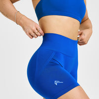 EffortlessLift™ Seamless Shorts with White Logo | Cobalt Blue