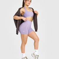 EffortlessLift™ Seamless Shorts with White Logo | Wisteria Purple