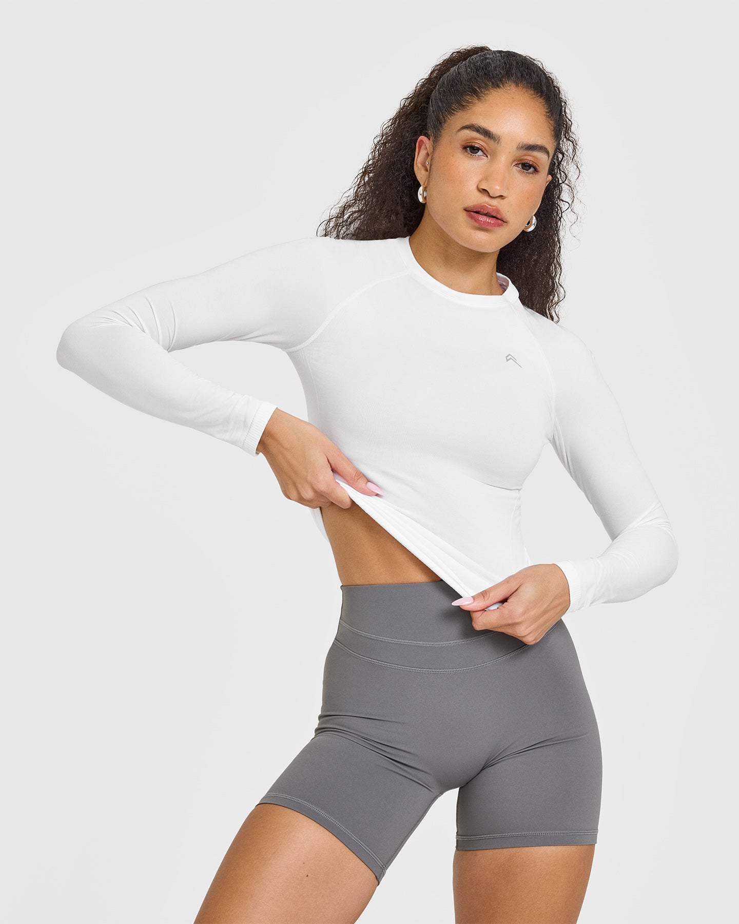 White Fitted Long Sleeve Top Women s Oner Active UK White Fitted Long Sleeve Top Women s Oner Active UK