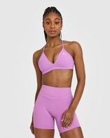 EasyLift™ Ultra Minimal V Neck Bralette with White Logo | Orchid Purple
