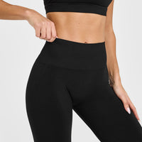 EffortlessLift™ Seamless Leggings with White Logo | Black