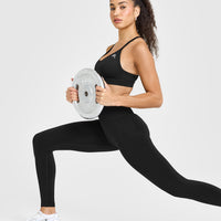 EffortlessLift™ Seamless Leggings with White Logo | Black