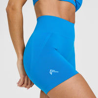 EffortlessLift™ Seamless Shorts with White Logo | Tropical Blue