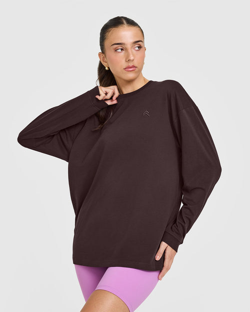 Oner Modal Classic Oversized Lightweight Long Sleeve Top | Plum Brown