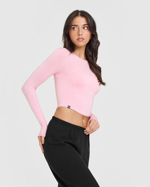 Oner Modal Mellow™ Soft Mid Long Sleeve Top | Petal Pink