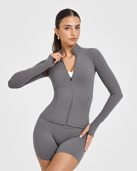 Zip Up Workout Jacket Women's - Ash Grey | Oner Active UK