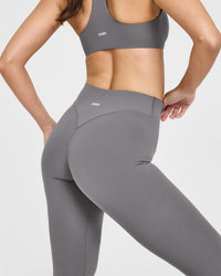 SoftMotion™ Leggings with White Logo | Ash Grey
