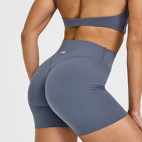 SoftMotion™ Shorts 6" with White Logo | Granite Blue