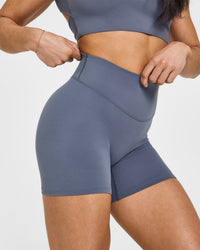 SoftMotion™ Shorts 6" with White Logo | Granite Blue