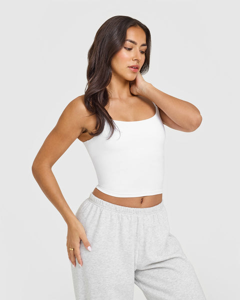 SoftMotion™ Strappy Mid Vest with Built in Bra Shelf | White