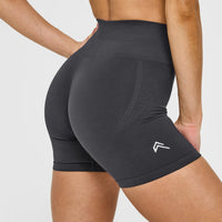 EffortlessLift™ Seamless Shorts with White Logo | Coal