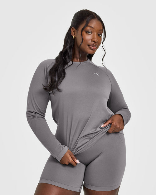 Oner Modal Go To Seamless Loose Long Sleeve Top | Ash Grey