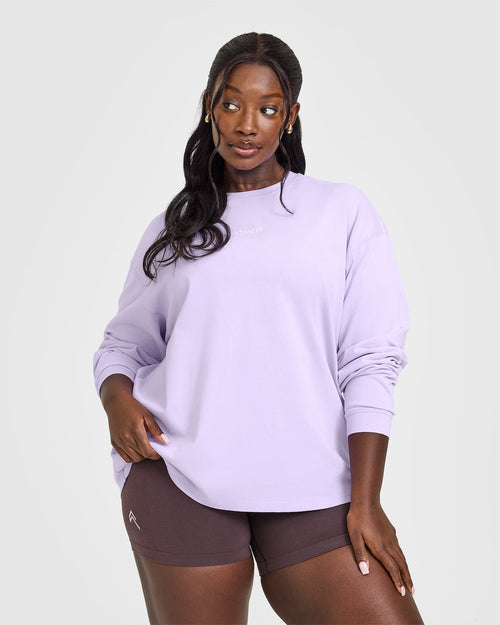 Oner Modal Oversized Washed Long Sleeve Top | Lavender Purple