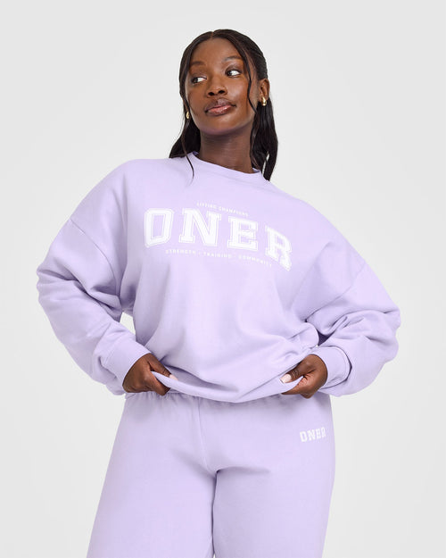Oner Modal Mid Weight Sweatshirt With Printed Logo | Lavender Purple