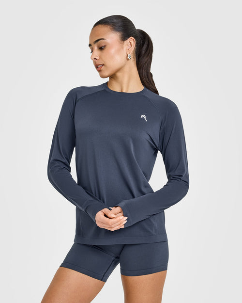 Oner Modal Go To Seamless Loose Long Sleeve Top | True Blue