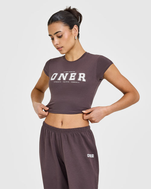 Oner Modal Cotton Baby T-Shirt with Printed Logo | Umber Brown