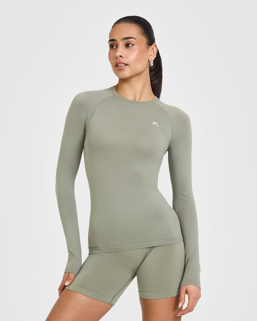 Oner Modal Go To Seamless Fitted Long Sleeve Top | Soft Sage Green