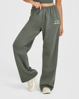 Lightweight Straight Leg Joggers with Graphic | Dark Khaki