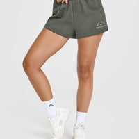 Lightweight Shorts with Graphic | Dark Khaki