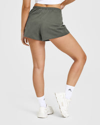 Lightweight Shorts with Graphic | Dark Khaki