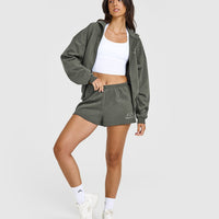 Lightweight Shorts with Graphic | Dark Khaki