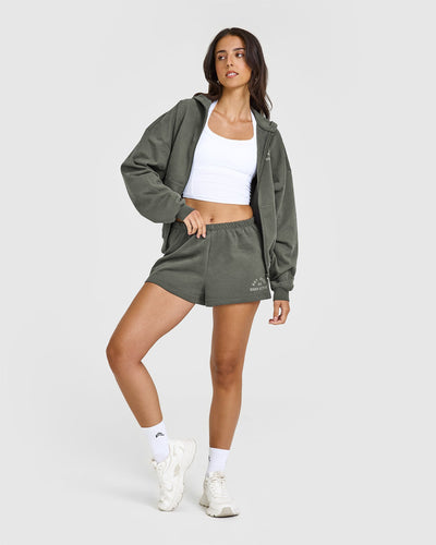 Lightweight Shorts with Graphic | Dark Khaki