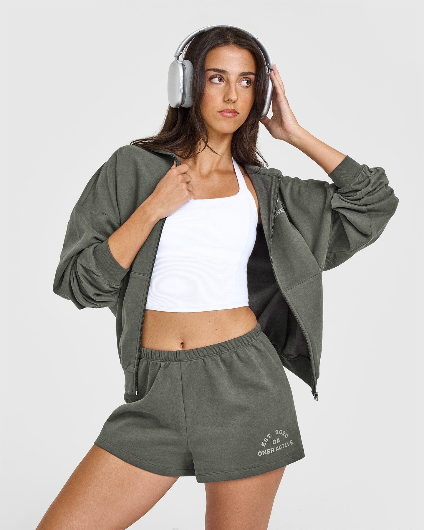 Lightweight Shorts with Graphic | Dark Khaki